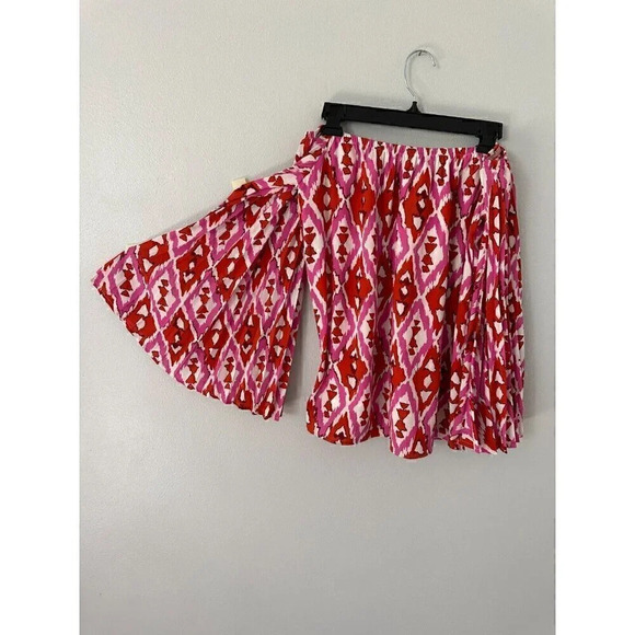 Voom by Joy Han Pink/Red Print Blouse Flared Sleeves sz Small - Picture 2 of 3